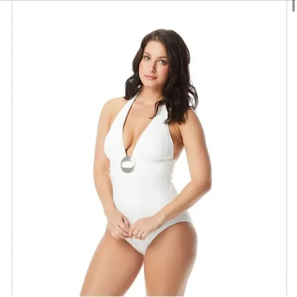 NWT- Contours by Coco Reef Brilliance Halter Bra Sized One Piece Swimsuit - Picture 11 of 15